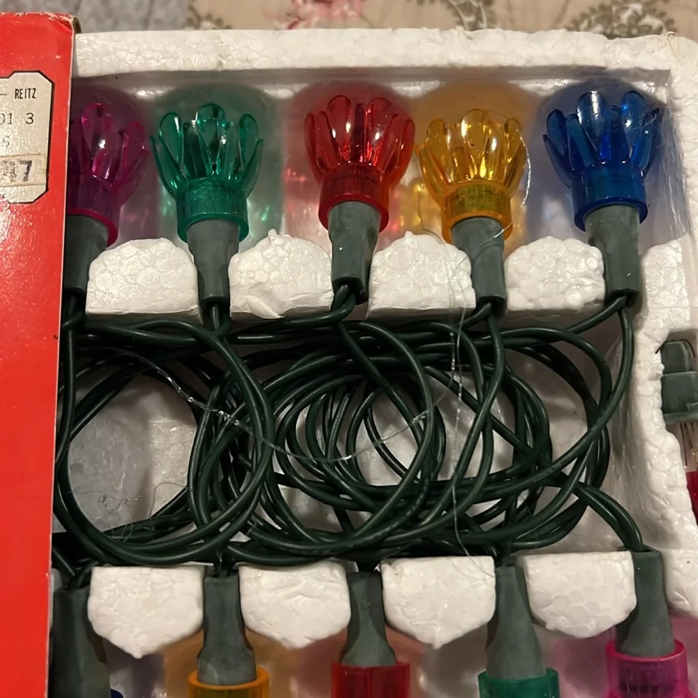 Vintage new Midget star reflectors Christmas string lights 35 lights